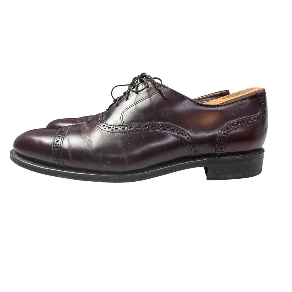 Bostonian‎ Impression Mens 12 D/B Burgundy Leather Cap Toe Brogue Oxfords USA
